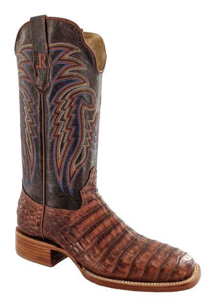 Men s R. Watson Antique Cognac Caiman Belly Boots Oklahoma s Premier Western Clothing Store