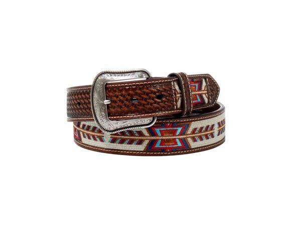 Men's 3-D Colorful Arrow Embroidered Leather Belt