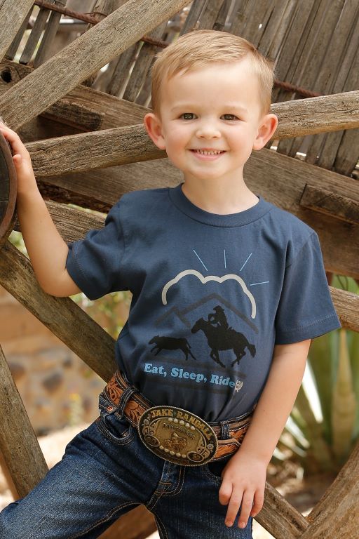 Little Boy s Cinch Eat Sleep Ride Blue Graphic T Shirt