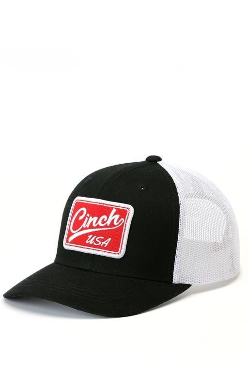 Cinch Black FlexFit Trucker Cap with Red Logo Patch