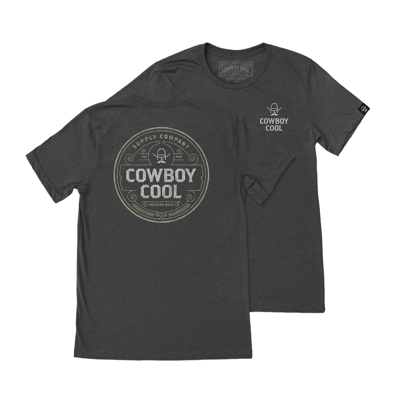Cowboy Cool Dark Grey Signet Tee Shirt 
