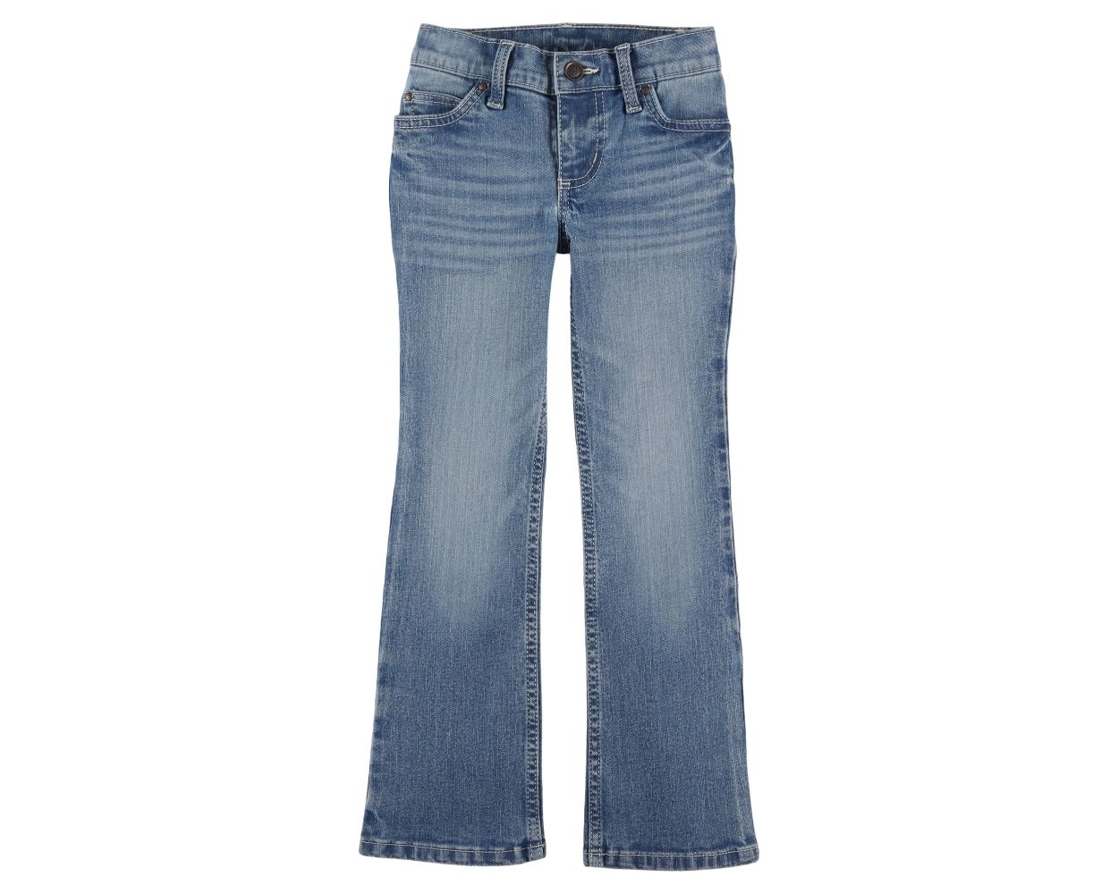Girl s Wrangler Retro Light Wash and Antique Gold Aztec Embroidery Boot Cut Jeans Oklahoma s Premier Western Clothing Store