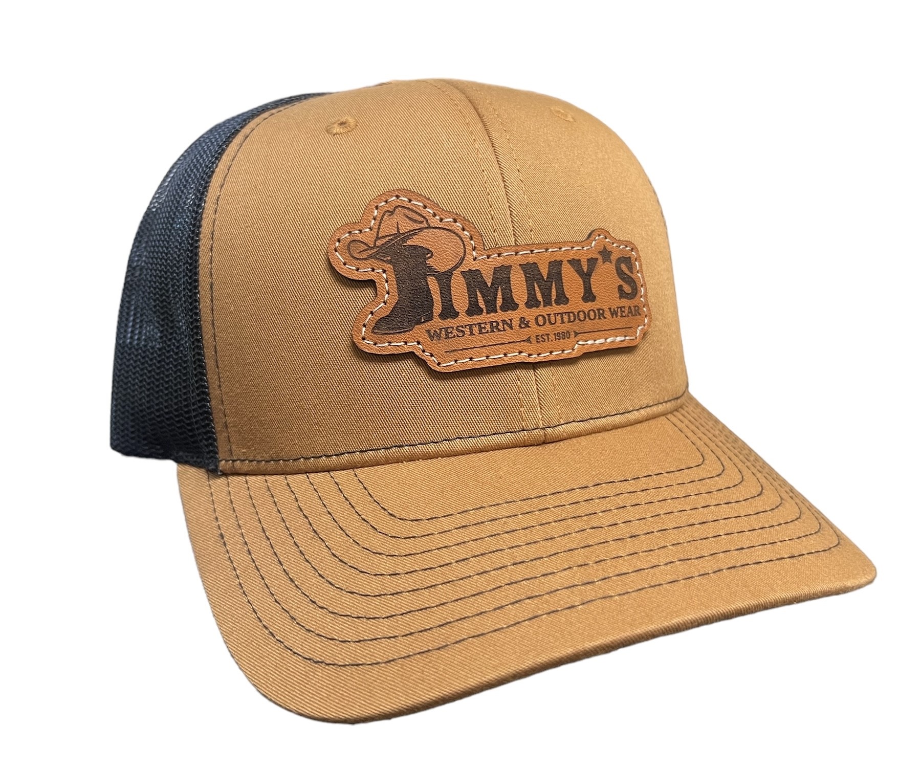 Jimmys Western Wear Caramel Black Leather Patch Cap Oklahoma s Premier Western Clothing Store