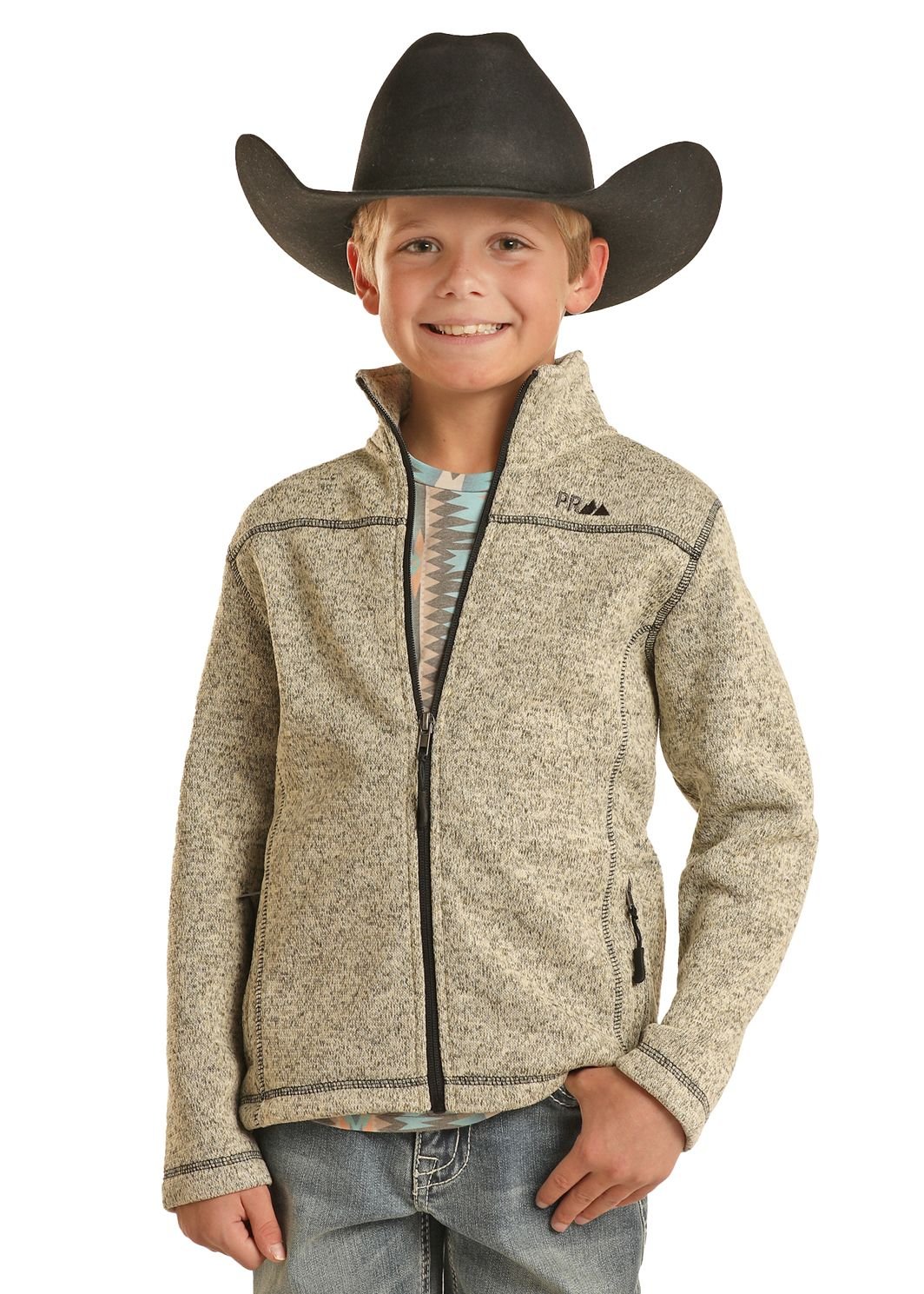 Kid's Powder River Natural Full Zip Melange Jacket 