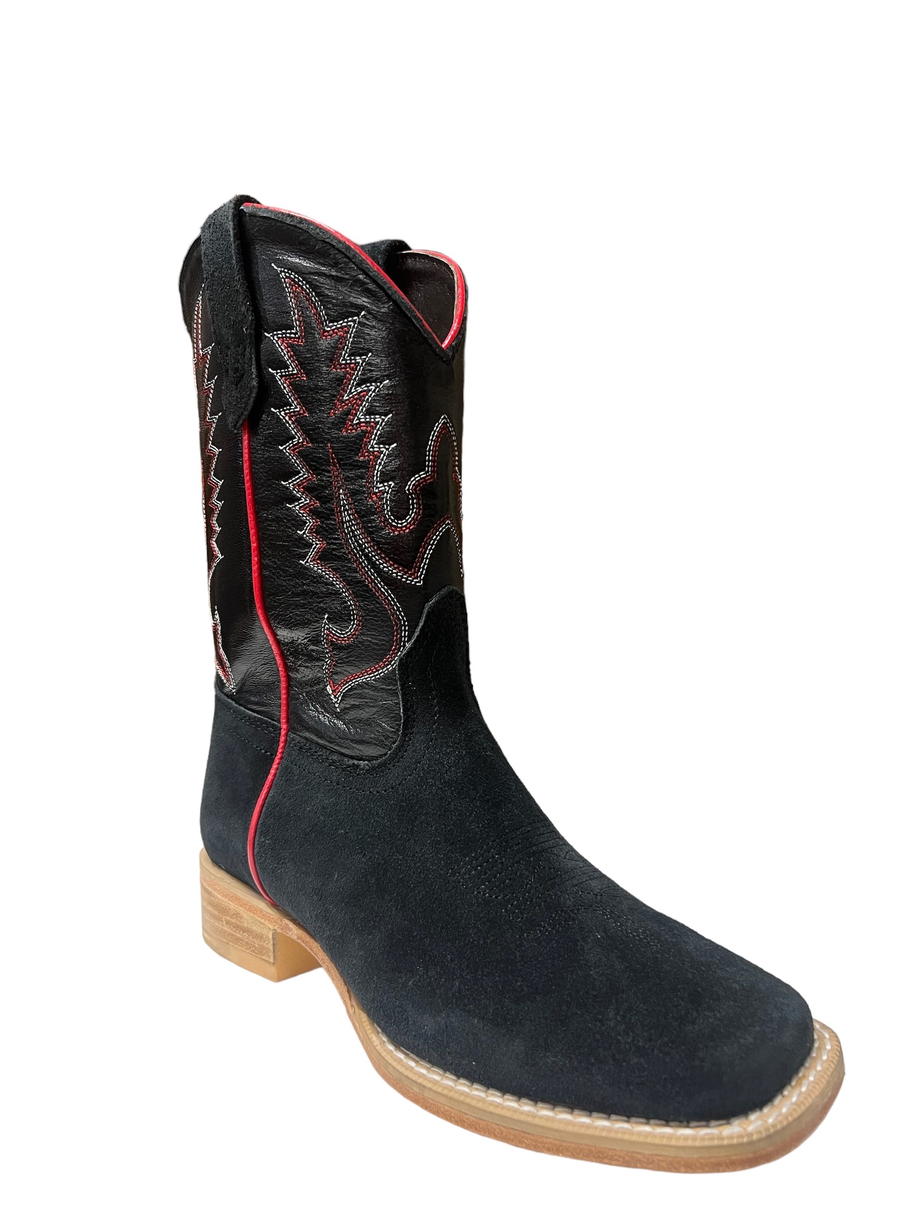Kid's R. Watson Black Roughout Wide Square Toe Boots