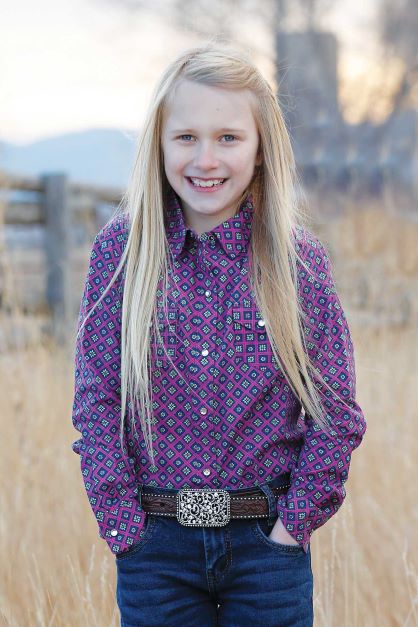 Girl s Cruel Girl Fuchsia Geo Print Pearl Snap Shirt Oklahoma s