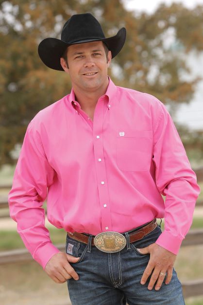 Men's Cinch Solid Pink Button-Down Western Shirt