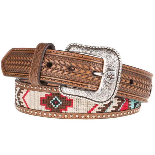Bke Embroidered Western Belt - Brown X-Small, Women's