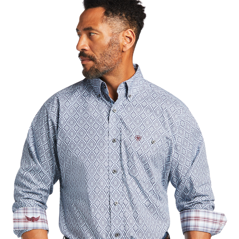 Men s Ariat Relentless Cerulean Stretch Button Down Shirt Oklahoma s Premier Western Clothing Store