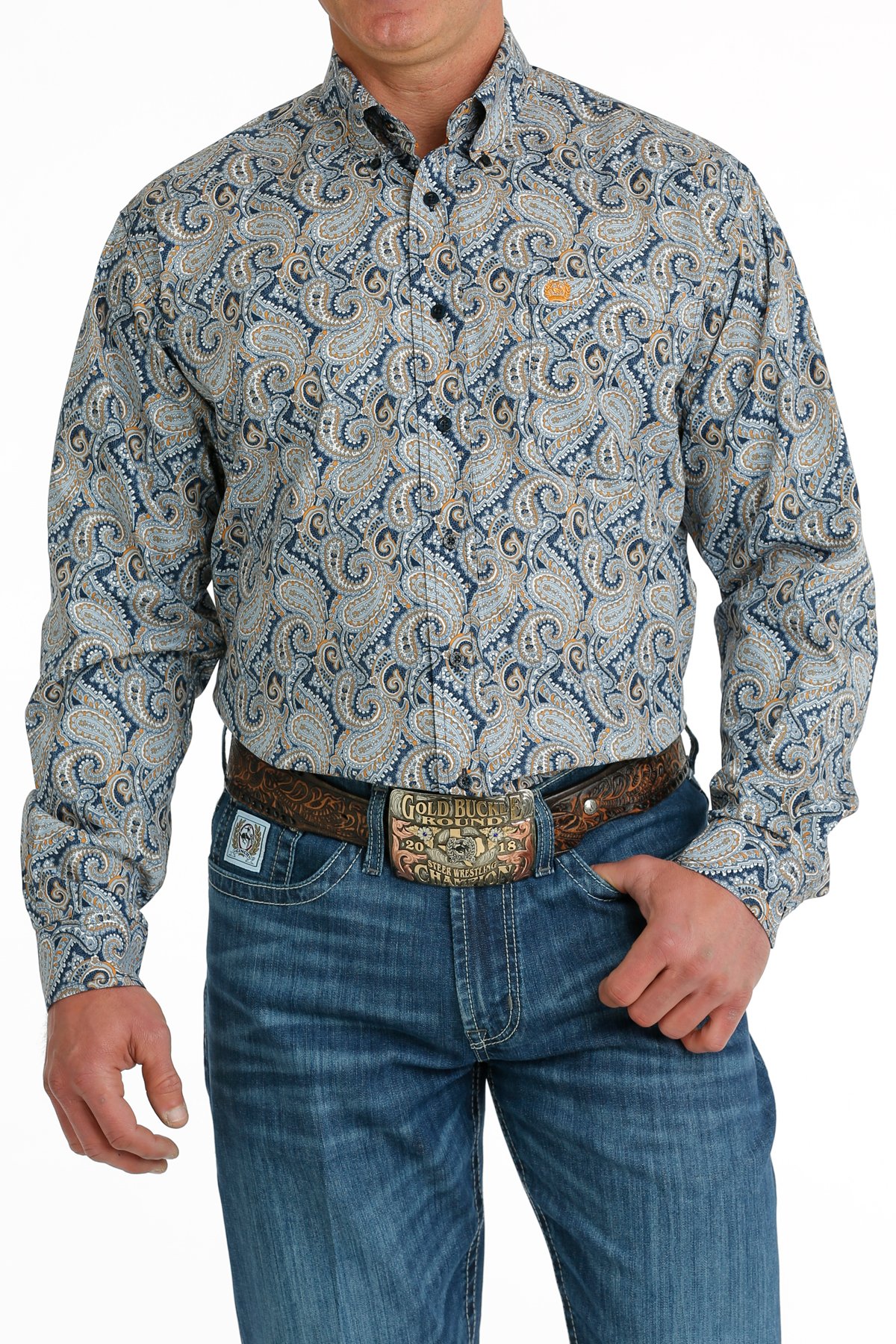 Navy blue cinch shirts hot sale