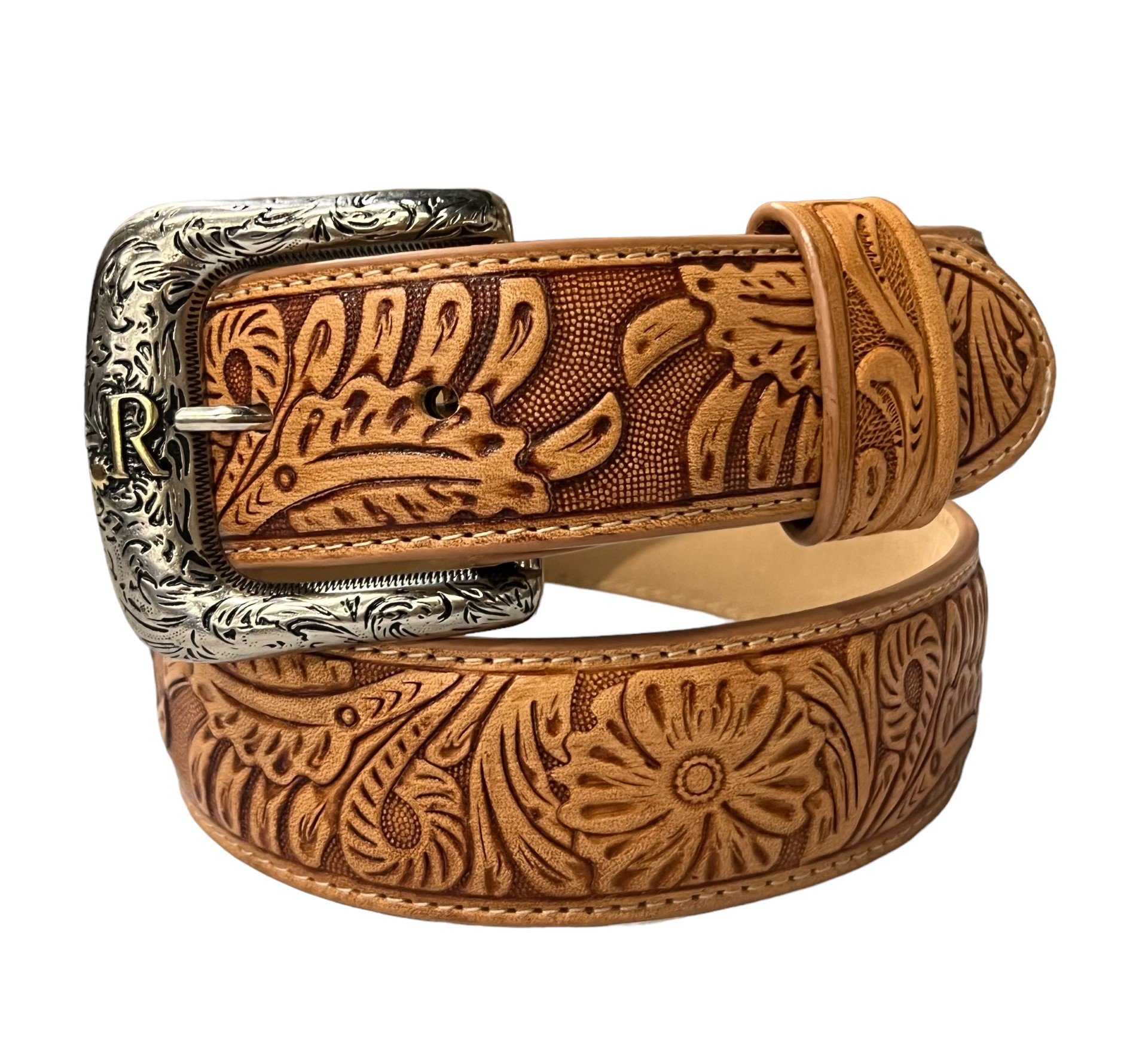 Men s R. Watson Natural Embossed Cowhide Belt