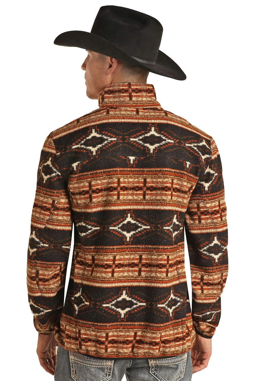 Men s Rock Roll Brown Aztec Berber Jacket Oklahoma s Premier