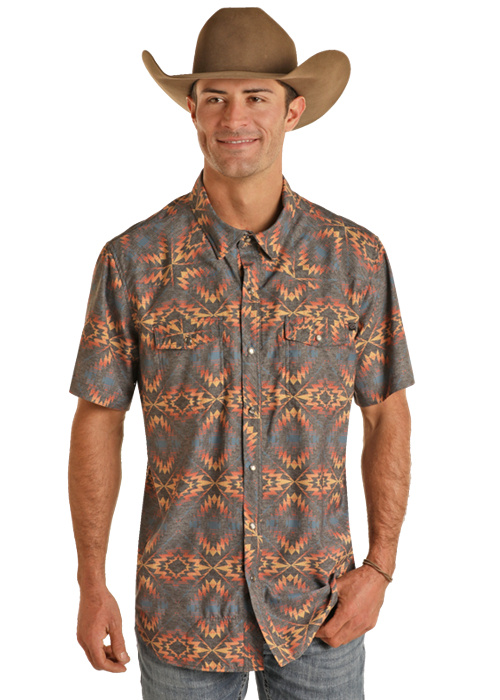 Mens short sleeve discount pearl snap shirts