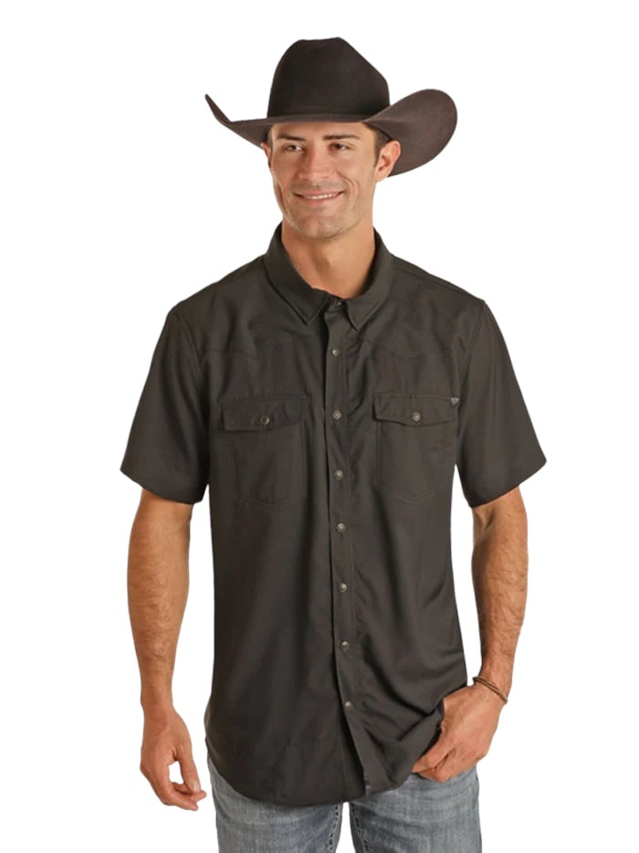 Men's Rock & Roll Vented Black Tek Ripstop Short Sleeve Men's Rock & Roll Vented Black Tek Ripstop Short Sleeve
