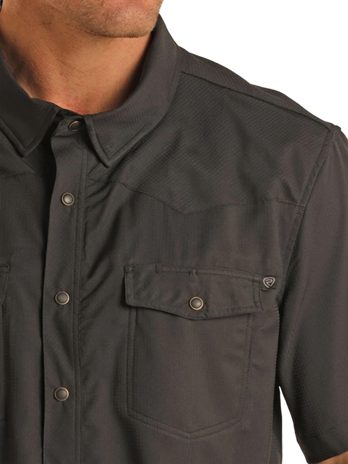 Men's Rock & Roll Vented Black Tek Ripstop Short Sleeve