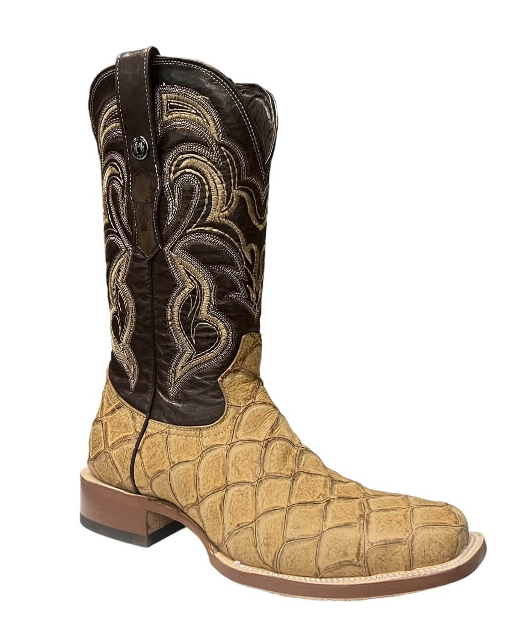 Men s Tanner Mark Antique Saddle Monster Fish Print Boots