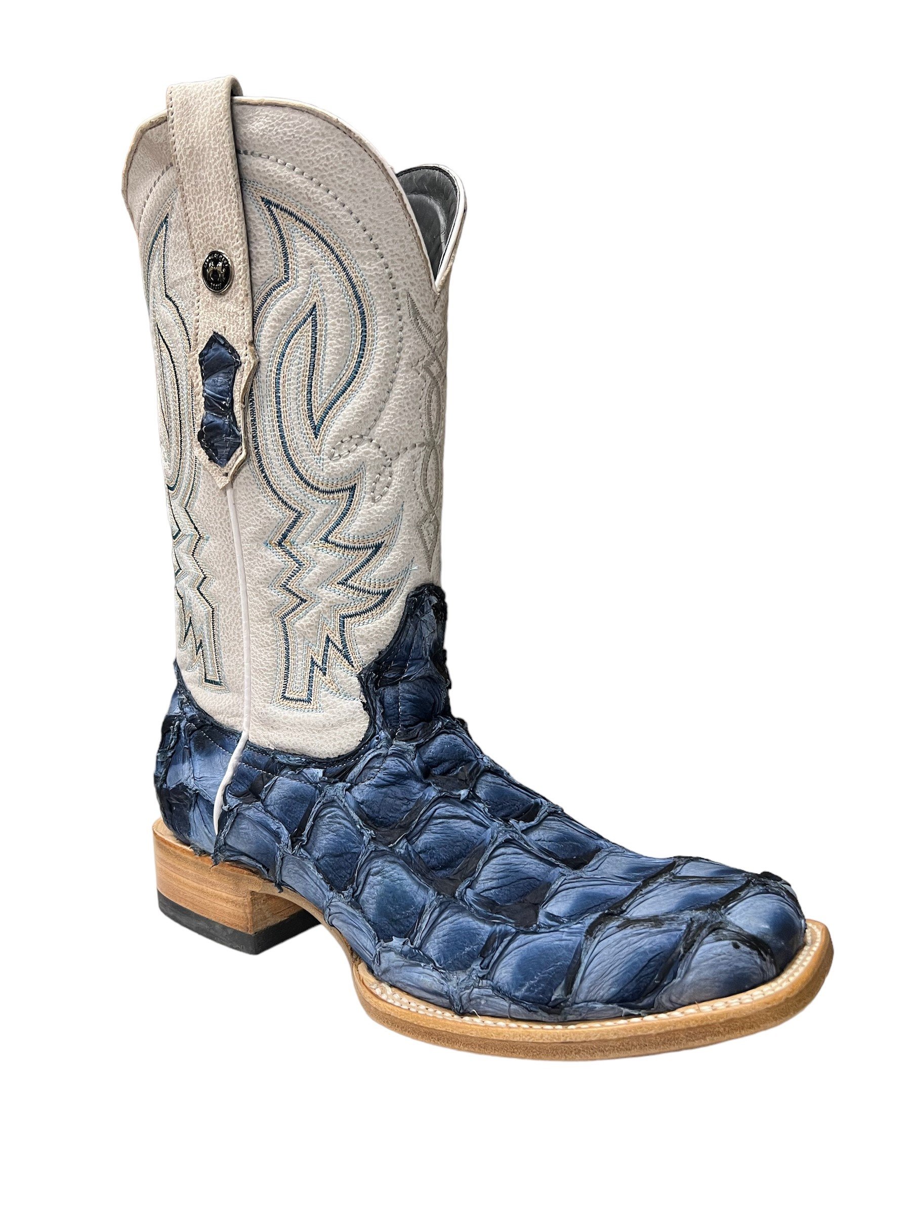 Men s Tanner Mark Black Label Sky Blue Monster Fish Boots