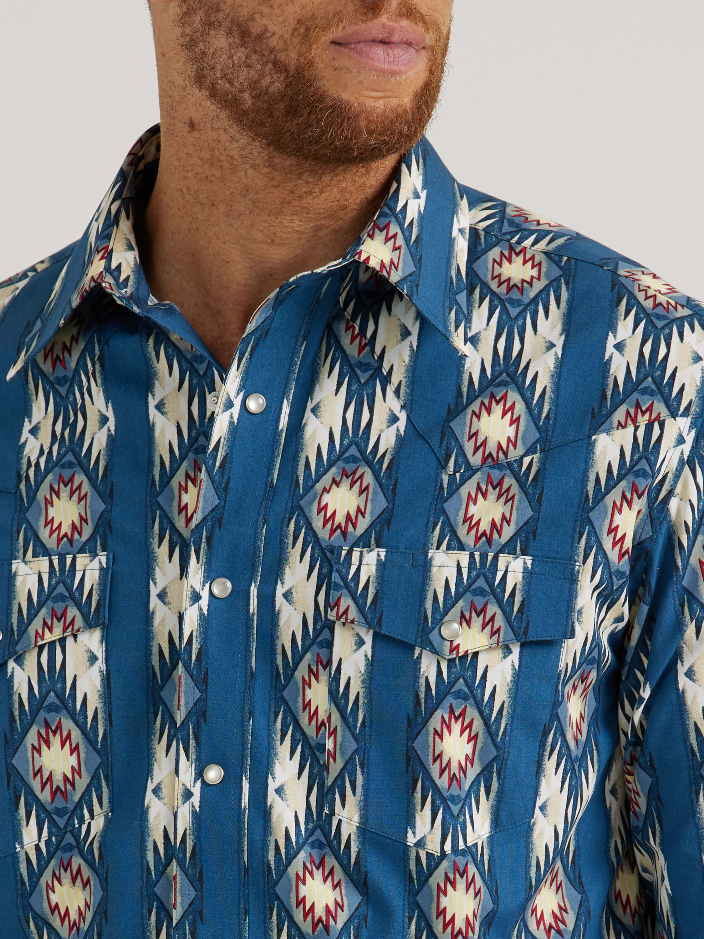 Men s Wrangler Deep Turquoise Checotah Pearl Snap Long Sleeve Shirt Oklahoma s Premier Western Clothing Store
