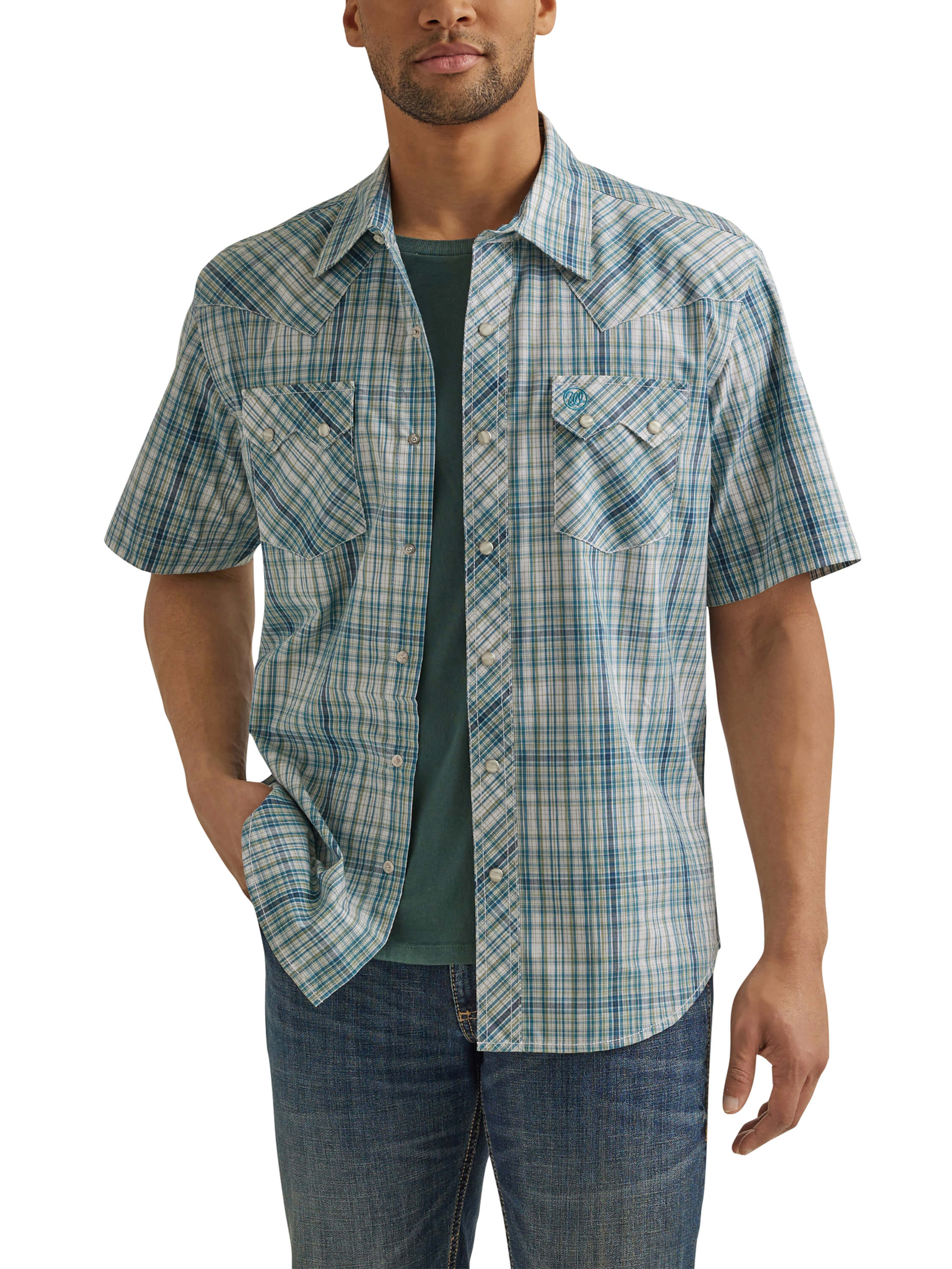 Wrangler short hotsell sleeve pearl snap