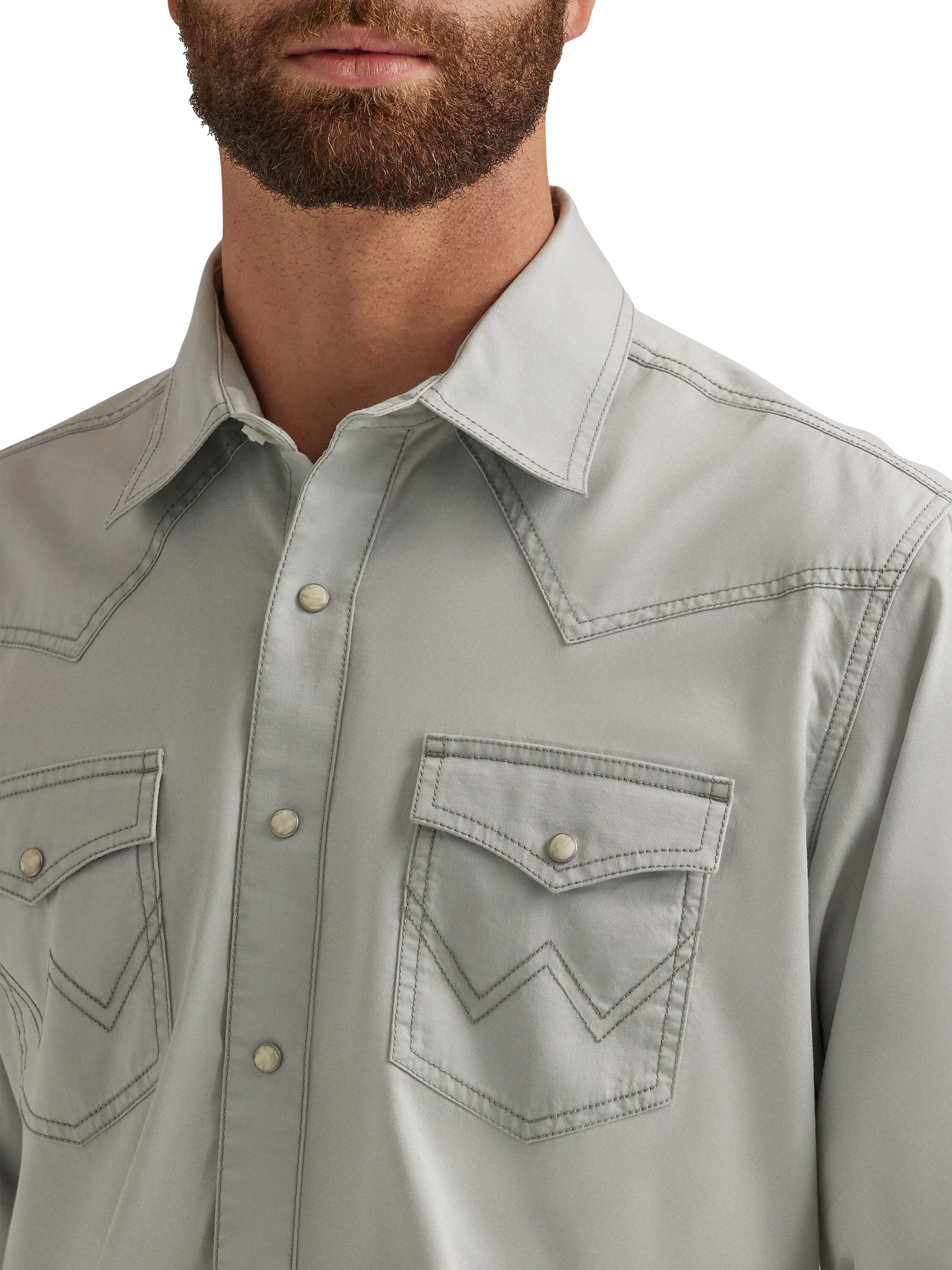 Men s Wrangler Retro Silver Grey Pearl Snap Long Sleeve Shirt Oklahoma s Premier Western Clothing Store