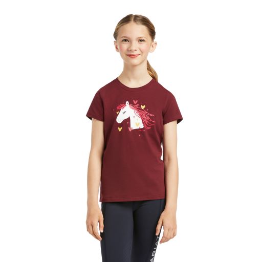 Girl's Ariat Pink & White Pony Maroon Graphic Tee Was $26.95