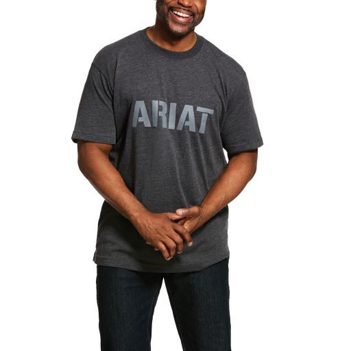 Men's Ariat Rebar Charcoal Gray Logo T-Shirt | Oklahoma's Premier ...