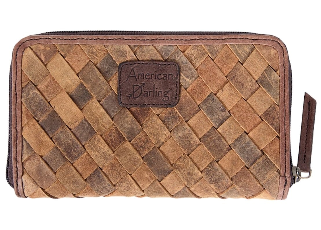 Women's American Darling Tan Basket Weave Wallet 