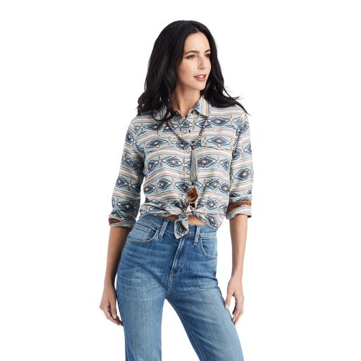 Women s Ariat Real Creekside Jacquard Pearl Snap Shirt