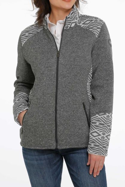 Women s Cinch Heather Gray Sweater Knit Jacket Oklahoma s