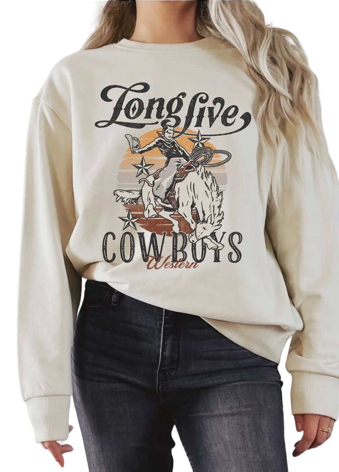 Women's Long Live Cowboys Graphic Sweatshirt 