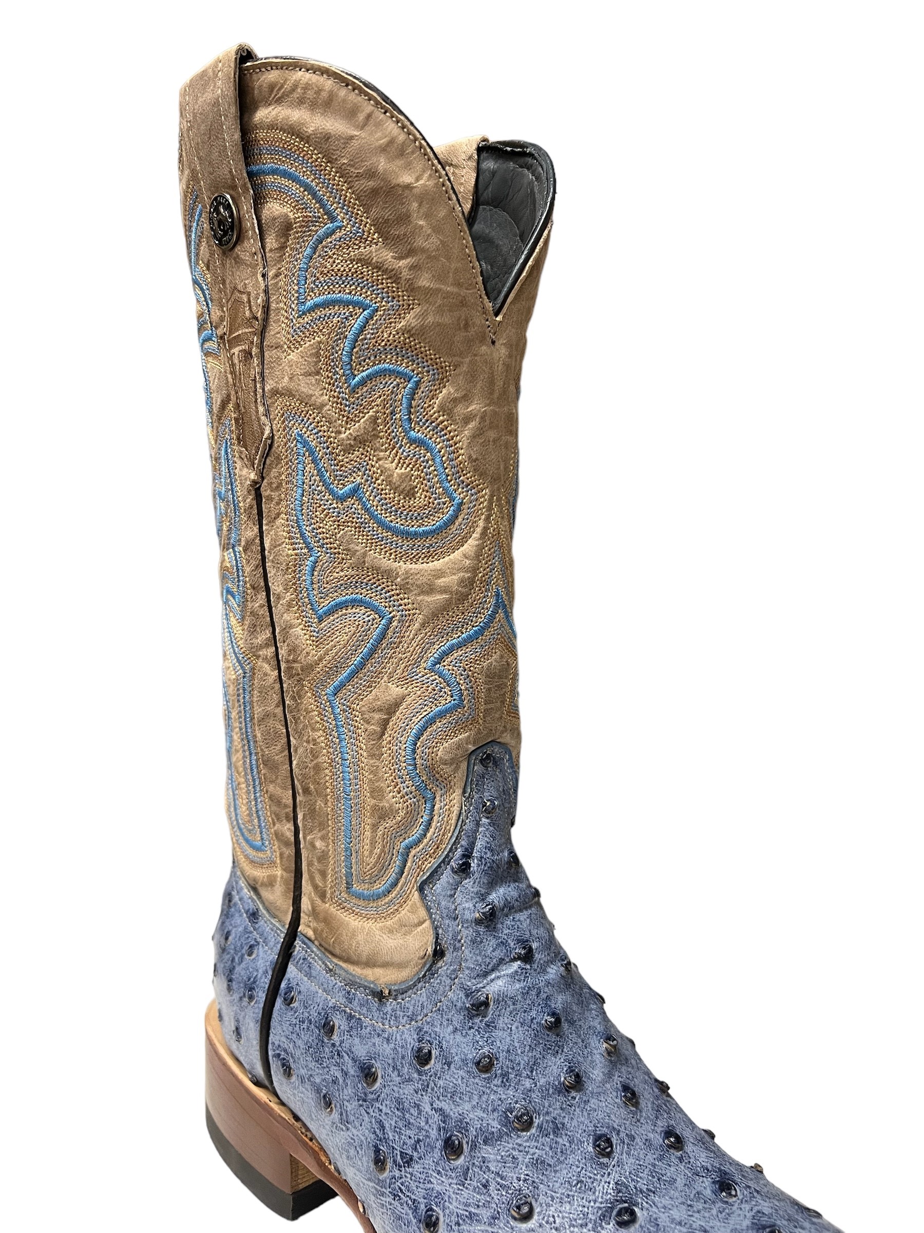 Women s Tanner Mark Blue Ostrich Print Boots Oklahoma s Premier